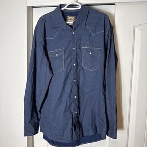Cowboy Legend Men's XL Blue  Pocket Western Pearl Snap Shirt Long Sleeve